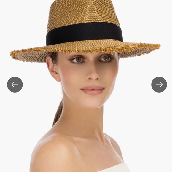 Eric Javits Straw Tan Hat with Black Band - Picture 3 of 9